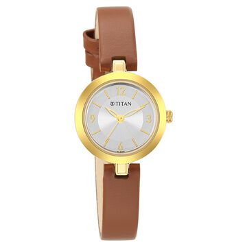 Titan Lagan Silver Dial Analog Leather Strap Watch for Women