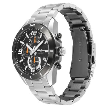 Octane Velocity Sporty Black Dial Round Stainless Steel Watch For Men