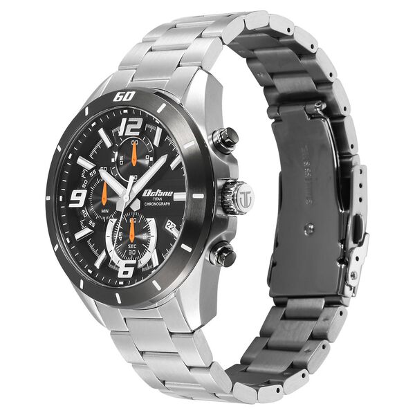 Octane Velocity Sporty Black Dial Round Stainless Steel Watch For Men - image number 4