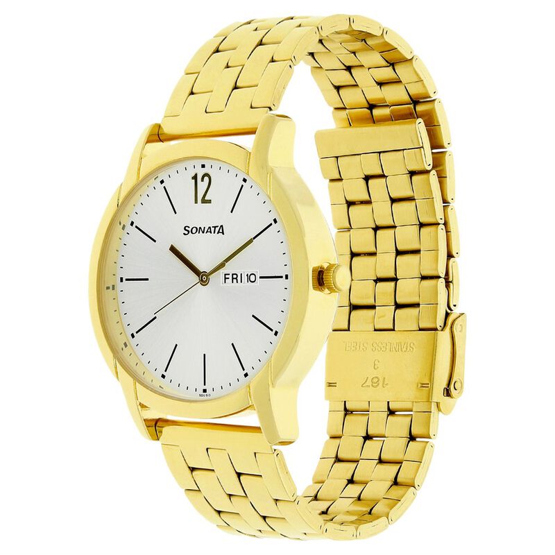 Sonata Quartz Analog with Day and Date Silver Dial Stainless Steel Strap Watch for Men - image number 1