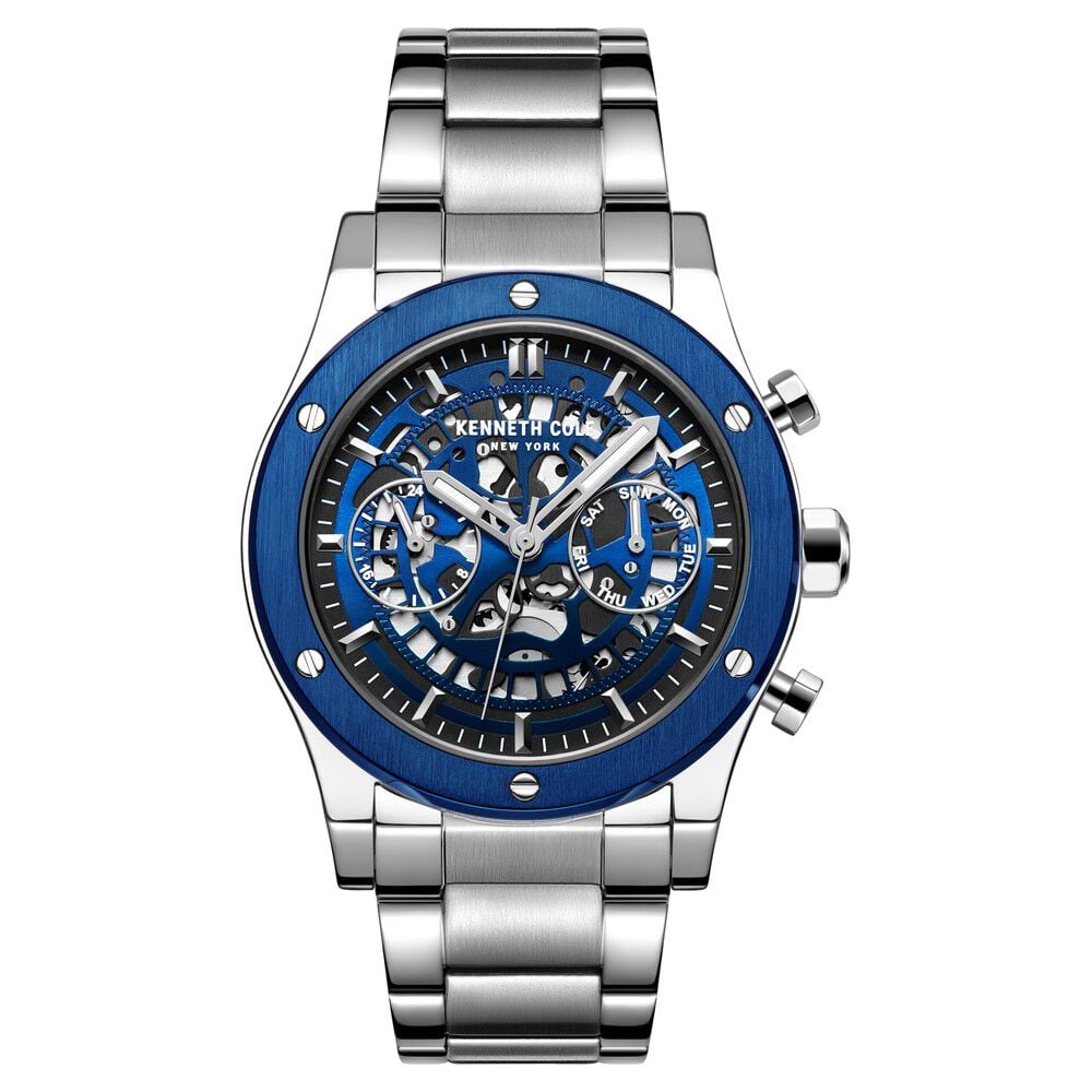 Buy Online Kenneth Cole Quartz Multifunction Blue Dial Stainless