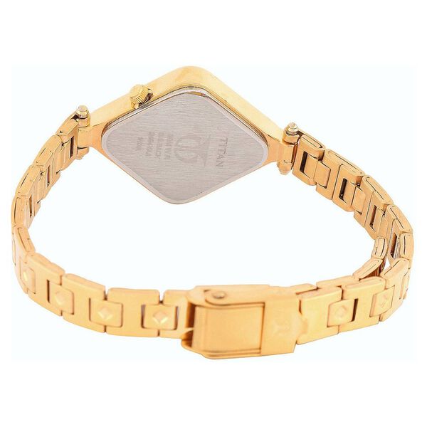 Titan Quartz Analog Champagne Dial Stainless Steel Strap Watch for Women - image number 2