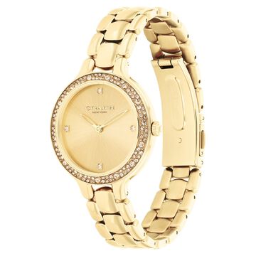 Coach Quartz Analog Golden Dial Golden Stainless Steel Strap Watch For Women