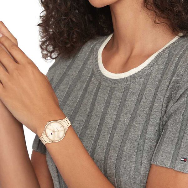 Tommy Hilfiger Quartz Analog Golden Dial Stainless Steel Strap Watch for Women - image number 3