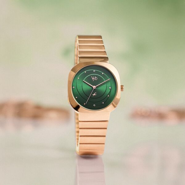 Fastrack Vyb Mirage Quartz Analog Green Dial Metal Strap Watch For Girls - image number 0