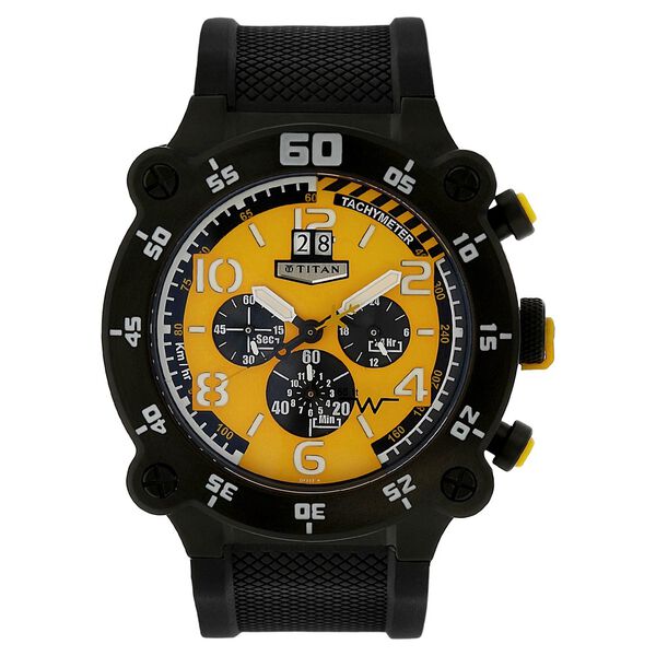 Titan Quartz Chronograph Yellow Dial Plastic Strap Watch for Men - image number 0
