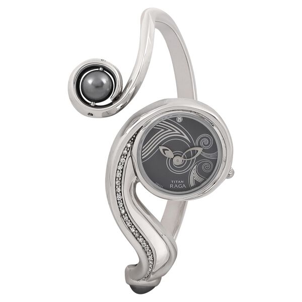 Titan Quartz Analog Anthracite Dial Stainless Steel Strap Watch for Women - image number 0