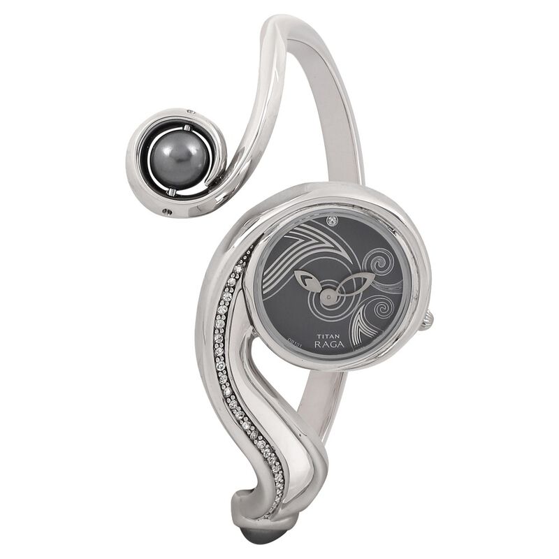 Titan Quartz Analog Anthracite Dial Stainless Steel Strap Watch for Women