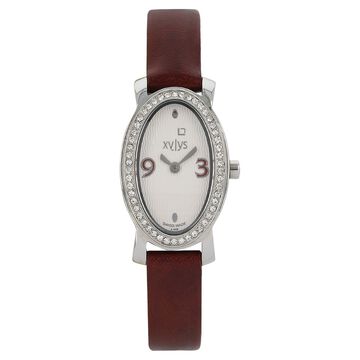 Xylys Quartz Analog White Dial Leather Strap Watch for Women