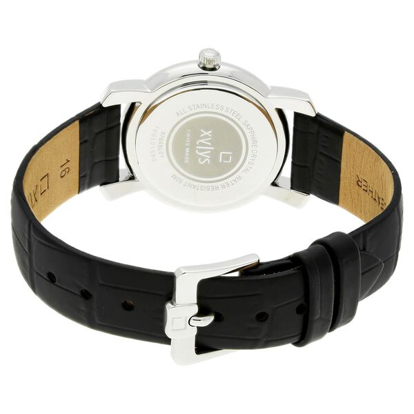 Xylys Swiss Analog Black Leather Strap and Mother of Pearl Dial Watch For Women - image number 3