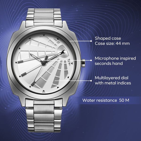 Fastrack Groove Quartz Analog Silver Dial Guys Stainless Steel Watch - image number 2