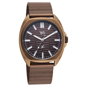 Vyb Aviator By Fastrack Quartz Analog Brown Dial Brown Stainless Steel Strap Watch For Guys