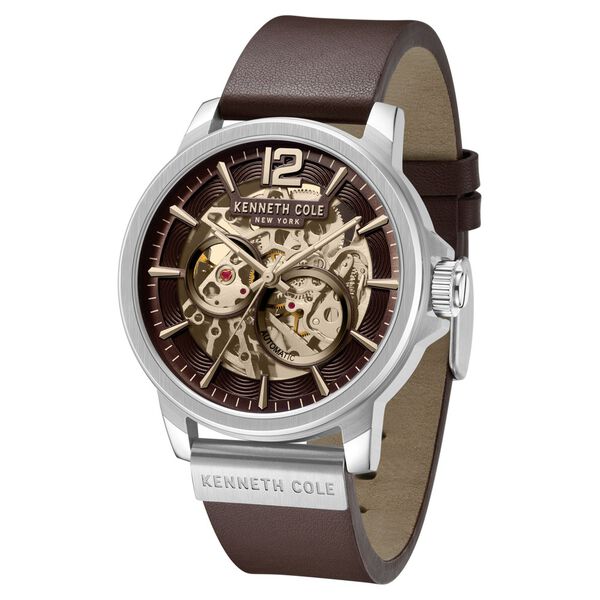Kenneth Cole Kenneth Cole Automatic Brown Dial Leather Strap Watch For Men - image number 1