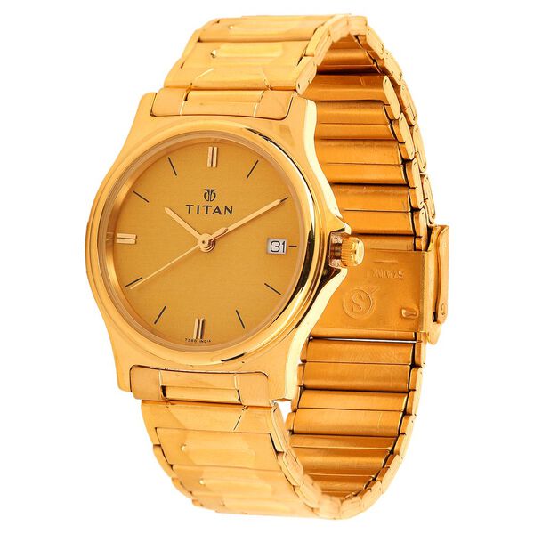 Titan Quartz Analog with Date Champagne Dial Watch for Men - image number 1
