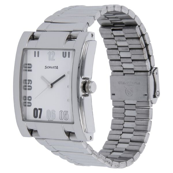 Sonata Quartz Analog White Dial Metal Strap Watch for Men - image number 1