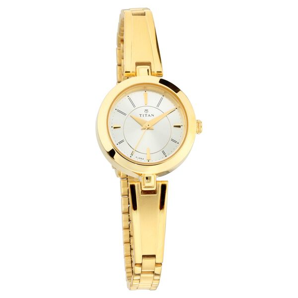 Titan Quartz Analog Silver Dial Golden Metal Strap Watch For Women - image number 1