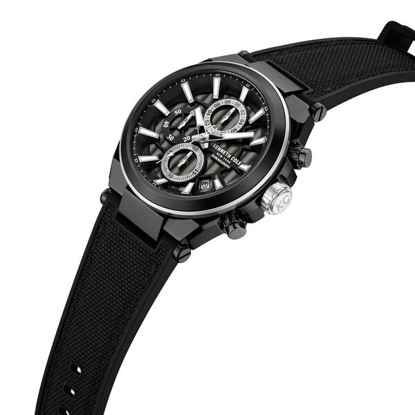 Kenneth Cole Quartz Multifunction Black Dial Black Colour Silicone Strap Watch For Men - image number 3