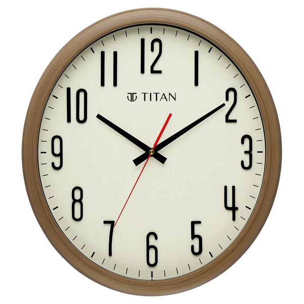 Brown Wooden Texture Oval Clock with White Dial and Silent Sweep Technology - 37 cm x 41.5 cm (Large) - image number 1
