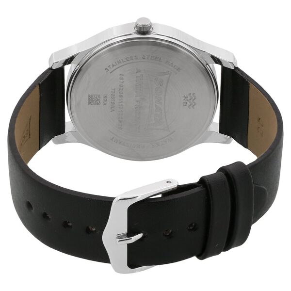Sonata Quartz Analog Silver Dial Leather Strap Watch for Men - image number 3