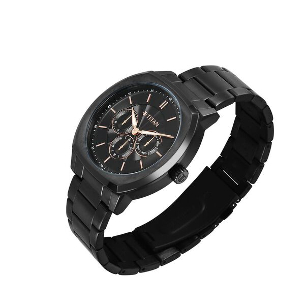 Titan Regalia Arc Analog with Day Date Second Subdial and Black Dial Black Stainless Steel Strap Watch for Men - image number 3