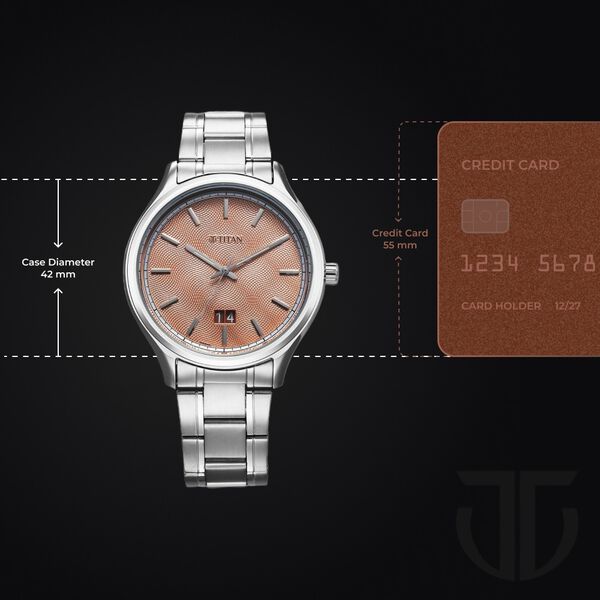 Titan Palette Of Time Quartz Analog with Date Orange Dial Stainless Steel Strap Watch For Men - image number 2