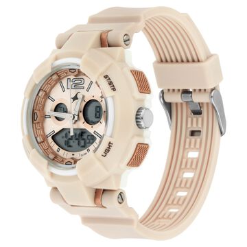 Fastrack Street Line Quartz Analog Digital Off White Dial PU Strap Watch for Girls