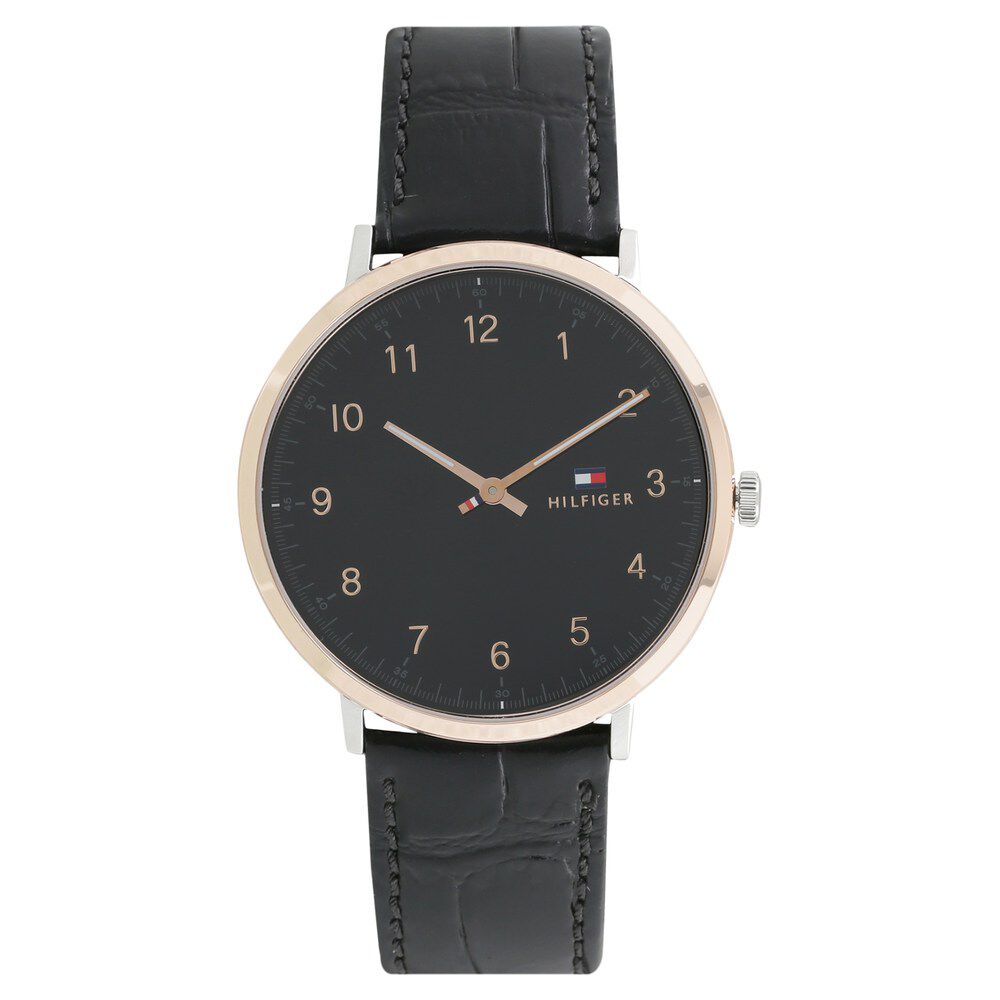 Buy Online Tommy Hilfiger Quartz Analog Black Dial Leather Strap Watch for Men ncth1791339w Titan