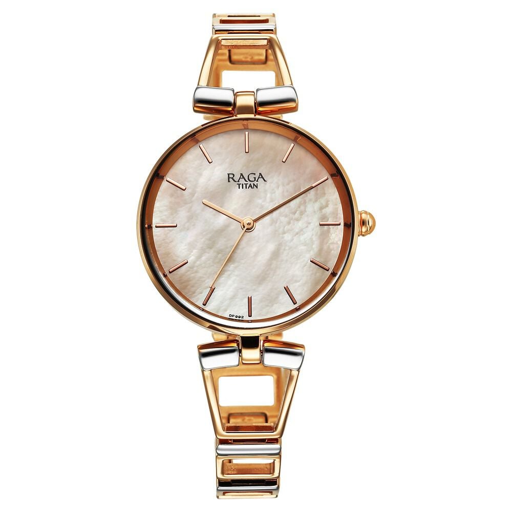 Titan Raga Ascend Quartz Analog Mother Of Pearl Dial With Two Toned Color Metal Strap Watch For Women-image-31