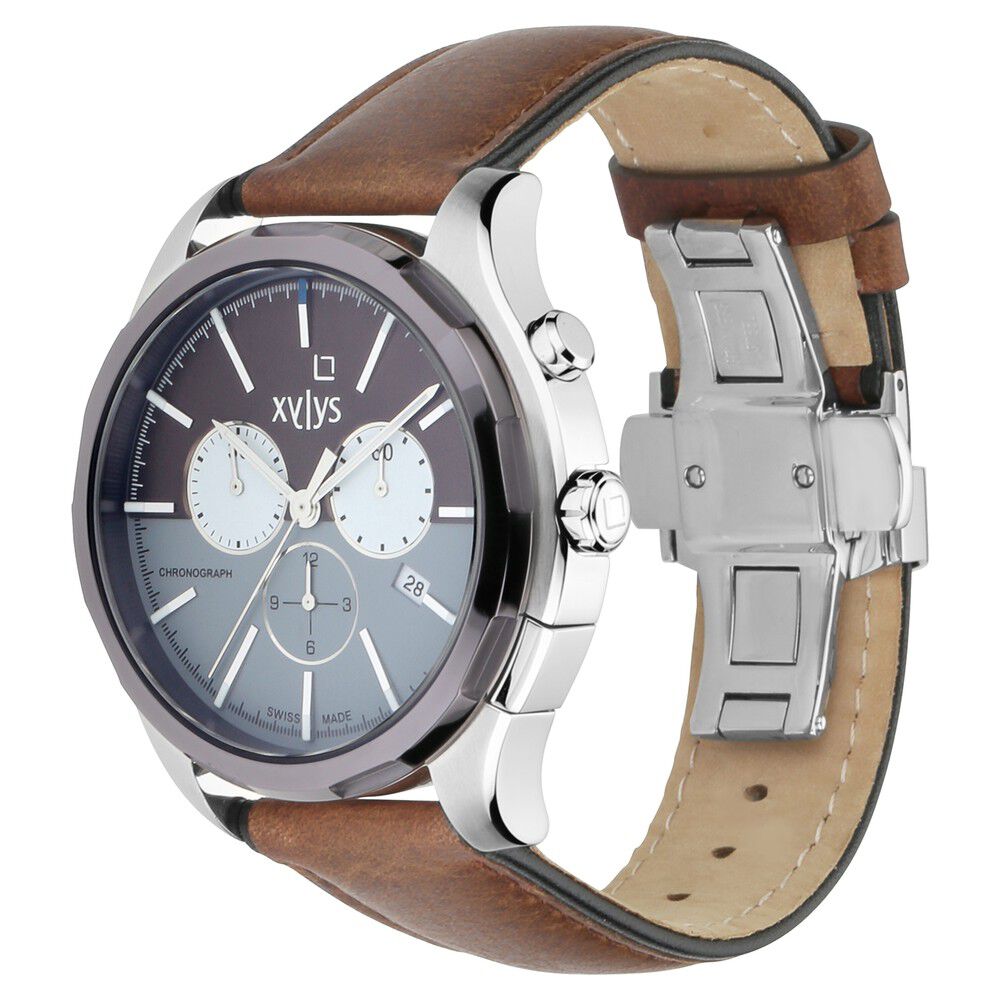 Buy Online Xylys Swiss Chronograph Brown Leather Strap and