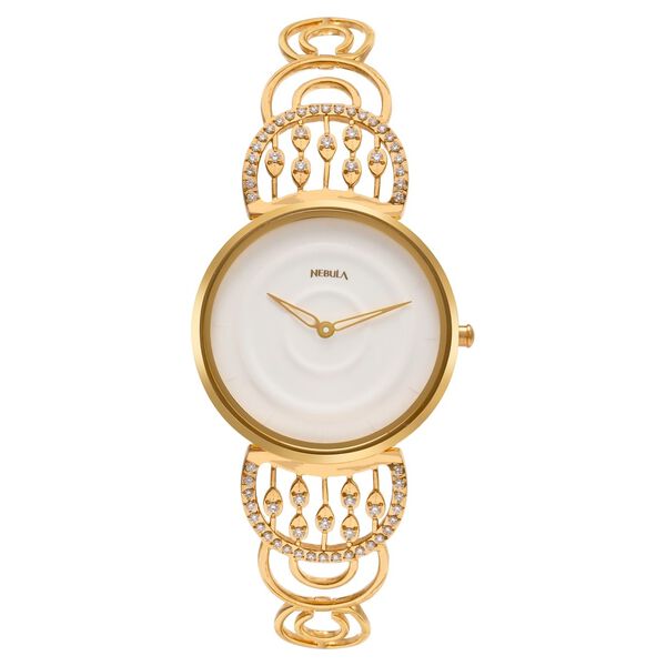 Titan Nebula Varsha 18k Gold Analog Diamond Studded Bracelet Watch for Women - image number 0