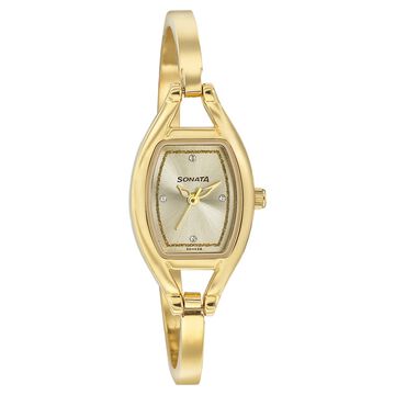 Sonata Pankh Champagne Dial Women Watch With Metal Strap
