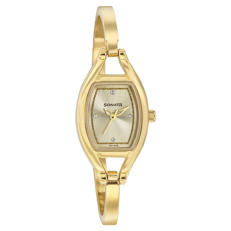 Sonata Pankh Champagne Dial Women Watch With Metal Strap