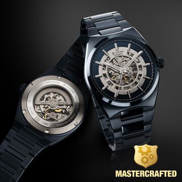 Titan Nexus Skeletal Automatic Analog with Blue Dial Blue Stainless Steel Strap Watch for Men