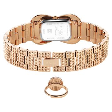 Titan Raga Glimmers Quartz Analog Pink Mother Of Pearl Dial Rose Gold Metal Strap Watch For Women
