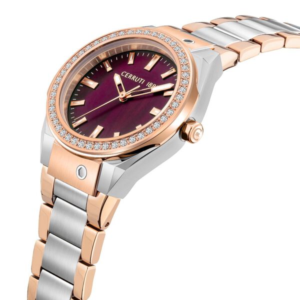 Cerruti 1881 Quartz Analog Maroon Dial Stainless Steel Strap Watch for Women - image number 4