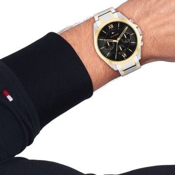 Tommy Hilfiger Quartz Multifunction Black Dial Two Toned Stainless Steel Strap Watch For Men