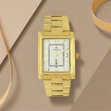 Titan Champagne Dial Analog with Day and Date Stainless Steel Strap Watch for Men