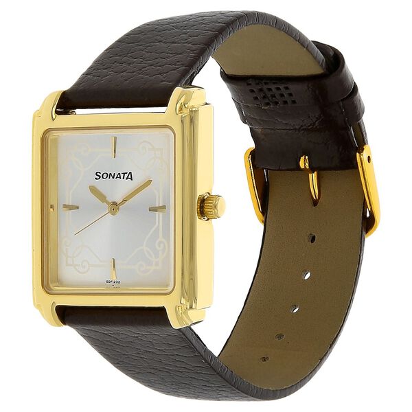 Sonata Quartz Analog White Dial Leather Strap Watch for Men - image number 1
