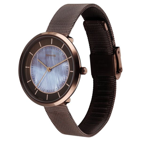 Sonata Modern Edit Quartz Analog Brown Dial Stainless Steel Strap Watch For Women - image number 1