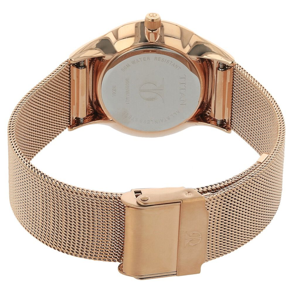 Buy Online Titan Quartz Analog Rose Gold Dial Stainless Steel Strap Watch for Women ns95035wm01 Titan