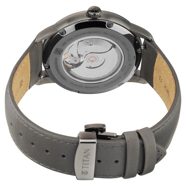 Titan Stellar Automatic Meteorite Dial Leather Strap Watch for Men - image number 6