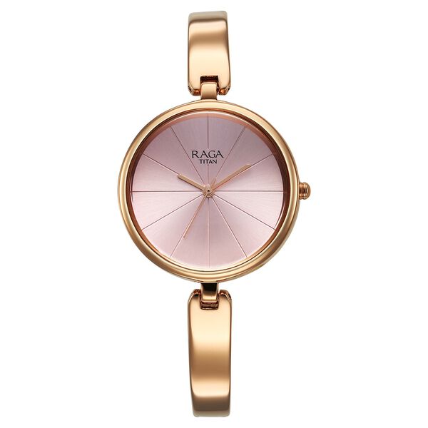 Titan Raga Showstopper Quartz Analog Pink Dial Metal Strap Watch For Women - image number 0