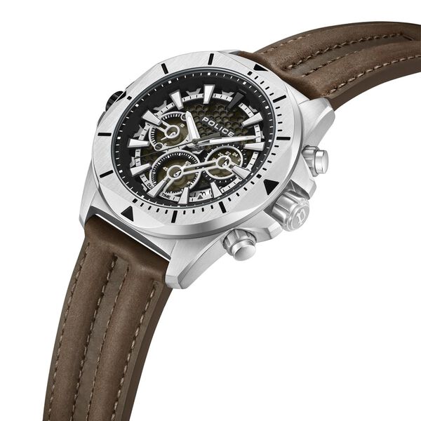 Police Multifunction Green Dial Leather Strap Watch For Men - image number 2