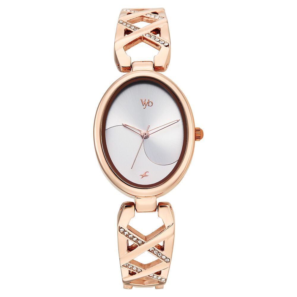 Vyb Charmer By Fastrack Quartz Analog Silver Dial Rose Gold Metal Strap Watch For Girls-image-15