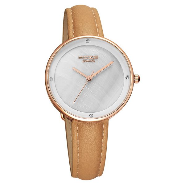 Poze by Sonata Quartz Analog White Dial PU Leather Strap Watch for Women - image number 1