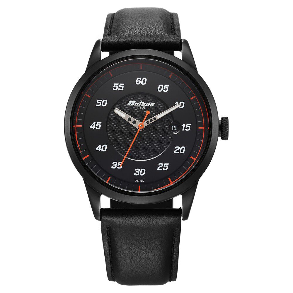 Buy Online Titan Octane Quartz Analog with Date Black Dial With Black Leather Strap Watch For Men 1806nl05 Titan