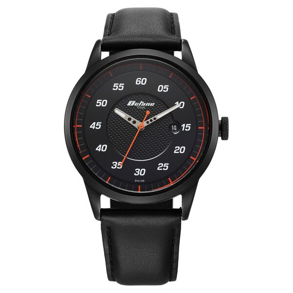 Titan Octane Quartz Analog with Date Black Dial With Black Leather Strap Watch For Men - image number 0