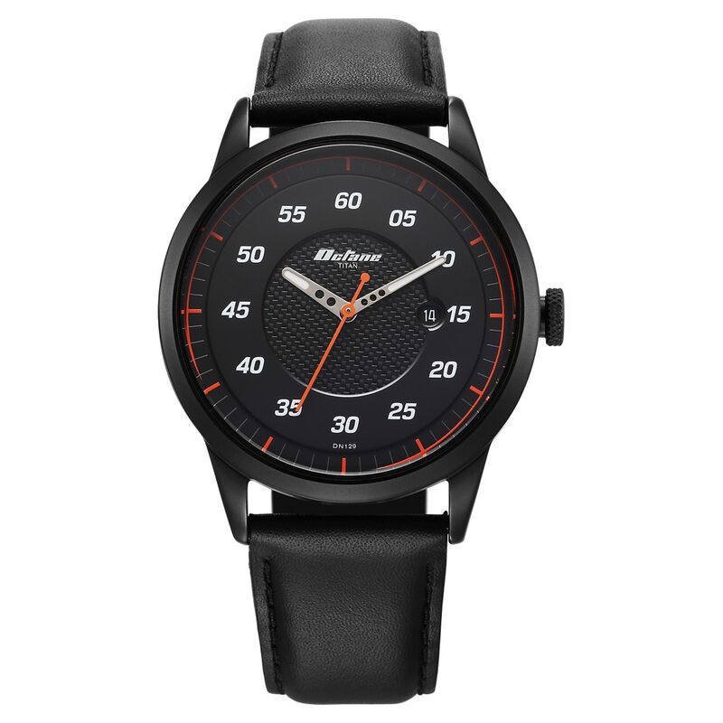Titan Octane Quartz Analog with Date Black Dial With Black Leather Strap Watch For Men