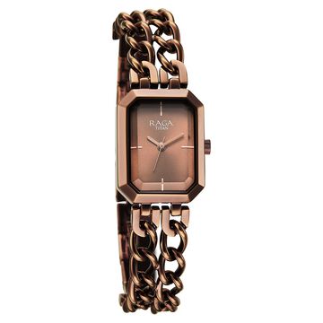 Titan Raga Showstopper Quartz Analog Brown Dial Metal Strap Watch For Women