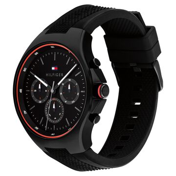 Tommy Hilfiger Black Dial Black Colour Silicone Strap Watch for Men